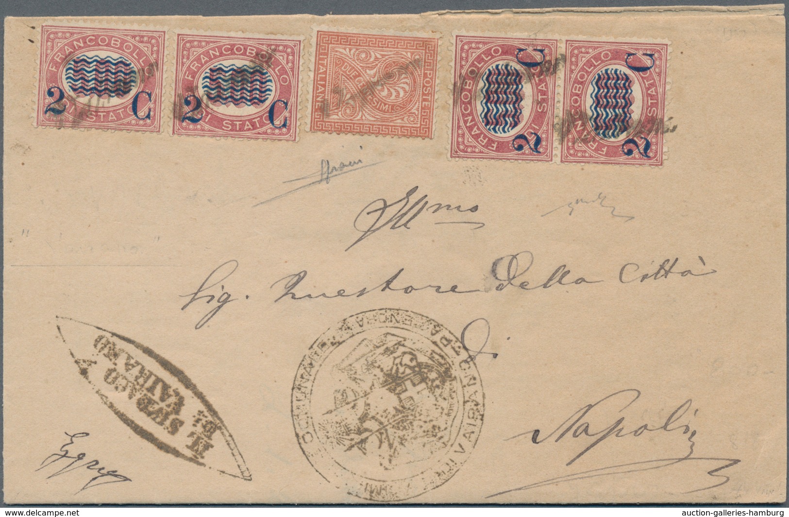 Italien: 1881, Brief Aus Vairano Nach Neapel Mit Mischfrankatur, Zeitungsmarkenausgabe Mi.-Nr. 35 Im - Marcophilie