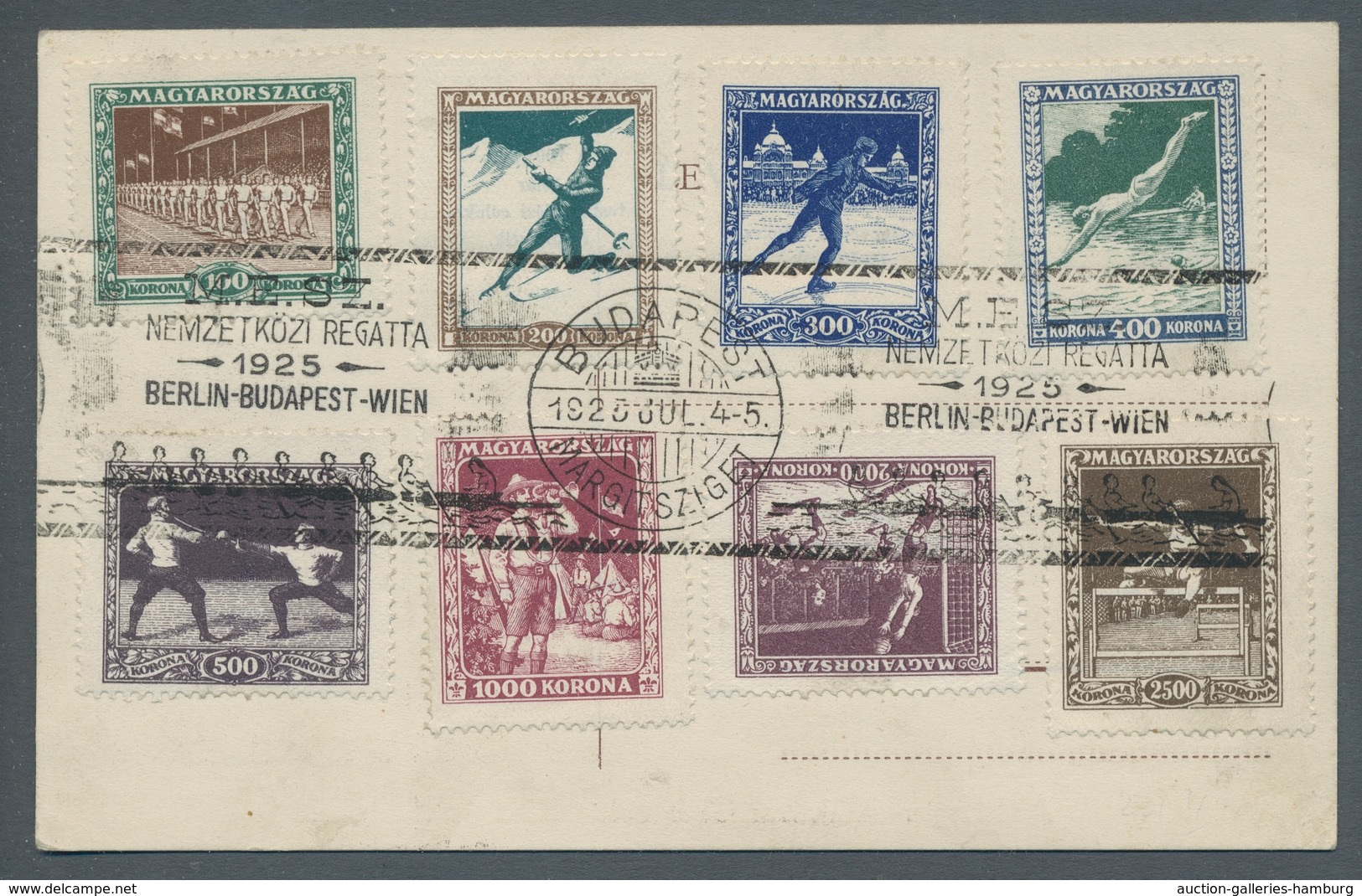 Ungarn: 1925, Sport 8 Werte Komplett Entwertet Mit Sonderstempel Von "Budapest 4.-5.Jul.1925" Zur Be - Storia Postale