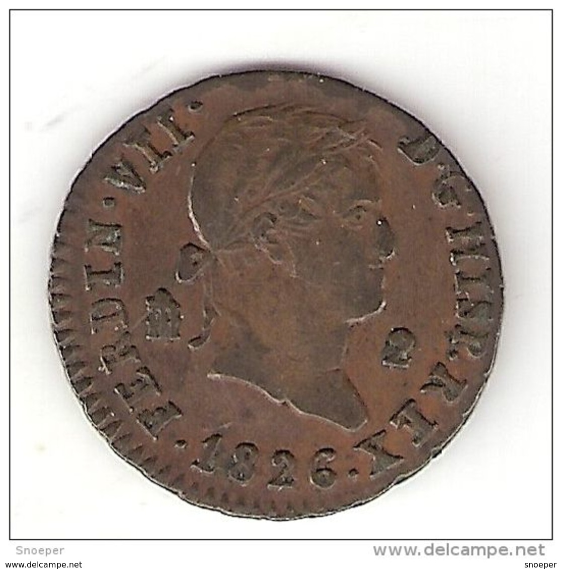 * Spain 2 Marevedis 1826   Km 487.1  Vf - Monnaies Provinciales