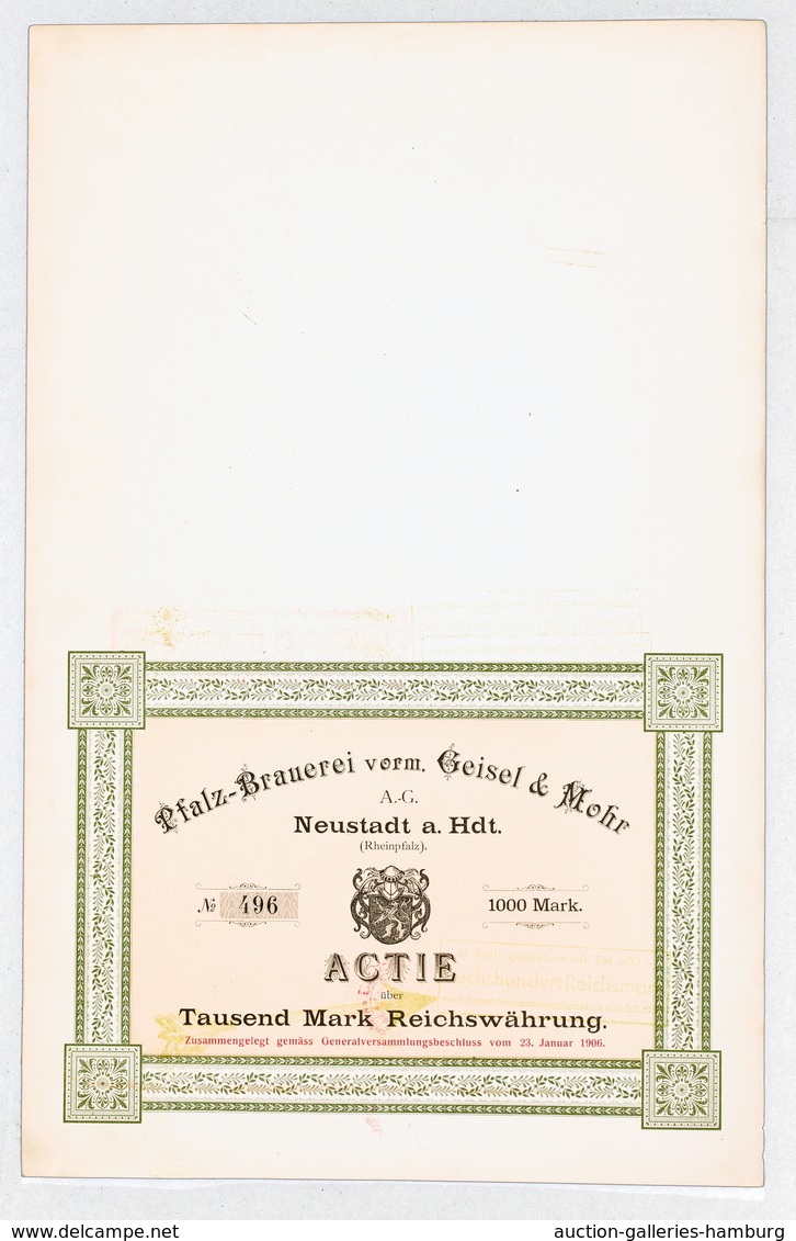 Alte Aktien / Wertpapiere: HISTORISCHE WERTPAPIERE - DEUTSCHES REICH - 1895, Gründer-Aktie Der Pfalz - Sonstige & Ohne Zuordnung