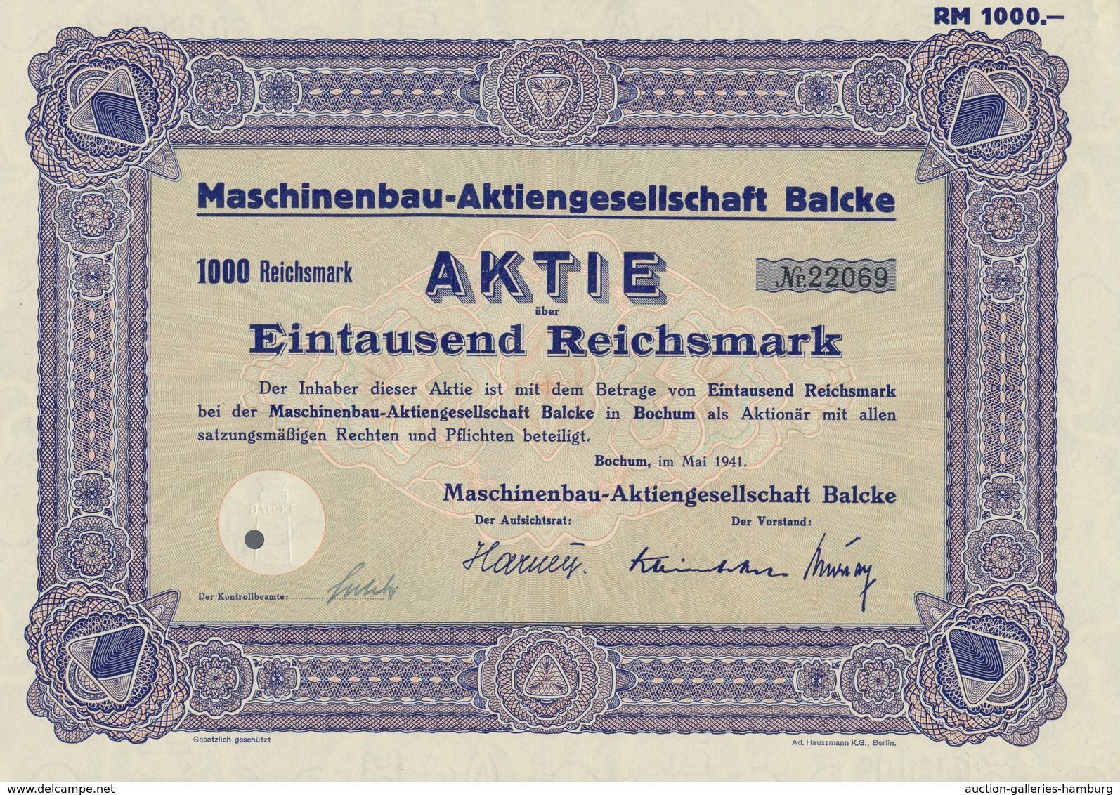 Alte Aktien / Wertpapiere: 1923-1943, Maschinenbau - Kollektion Von 17 Wertpapieren In Fast Durchgeh - Autres & Non Classés