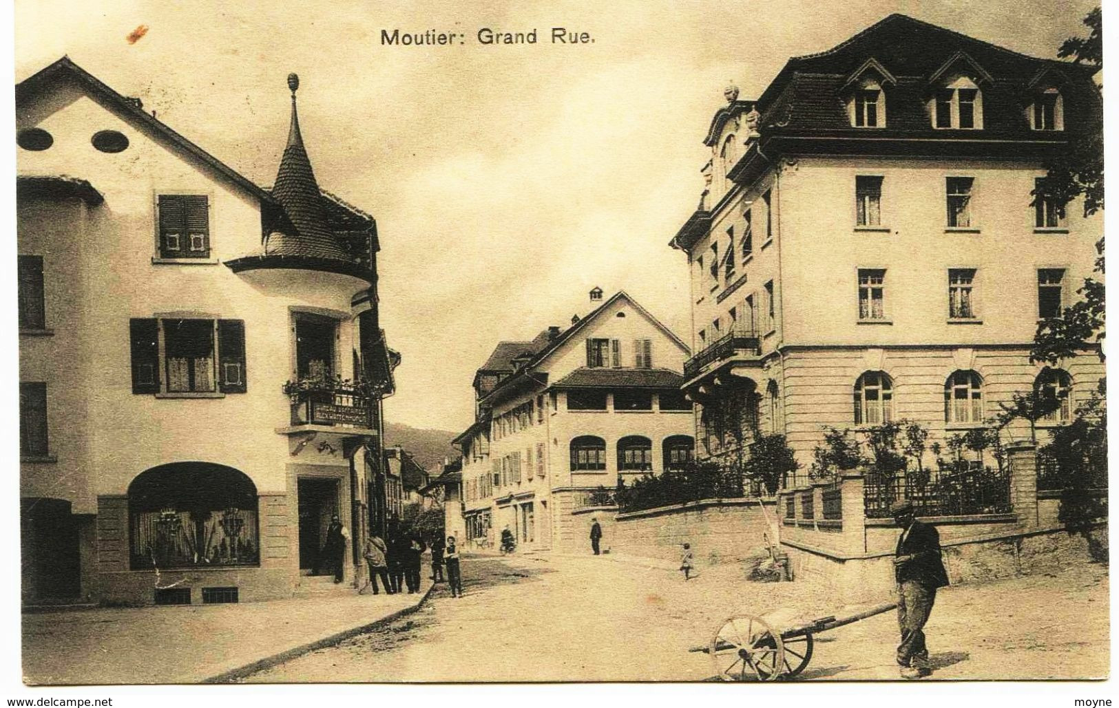 4005 - Suisse -  MOUTIER  :  Grand Rue , Magasin  ...... - Circulée En 1916 - Moutier