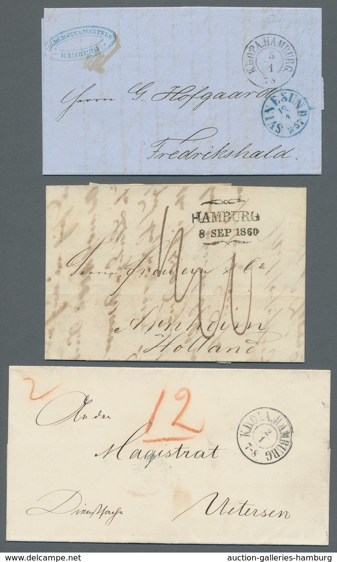 Hamburg - Vorphila: 1857-1860 (ca.), Partie Mit Zwei Markenlosen Briefen Des Dänischen Oberpostamtes - [Voorlopers