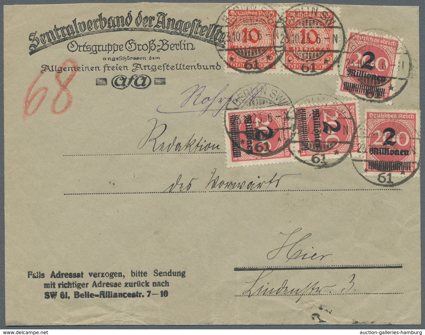 Deutsches Reich - Inflation: 1920-1923, hochwertige kleine Partie von neun Briefen, darunter ein Roh