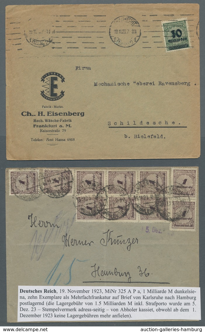 Deutsches Reich - Inflation: 1923, Korbdeckelmuster Ohne Und Mit Überdruck, Partie Aus Sieben Intere - Collections