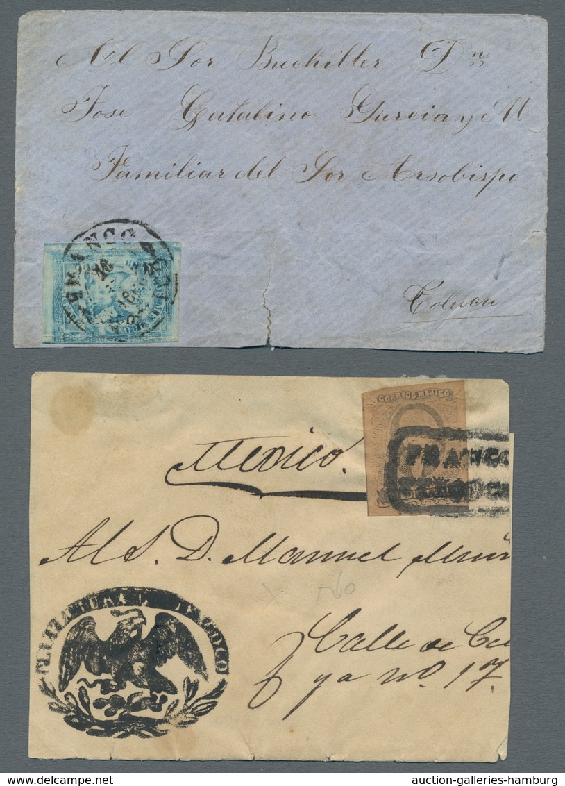Mexiko: 1861-1901, Kleine Partie Von 6 Belegen Und 2 Größeren Briefstücken, Darunter U.a. Diverse We - Messico
