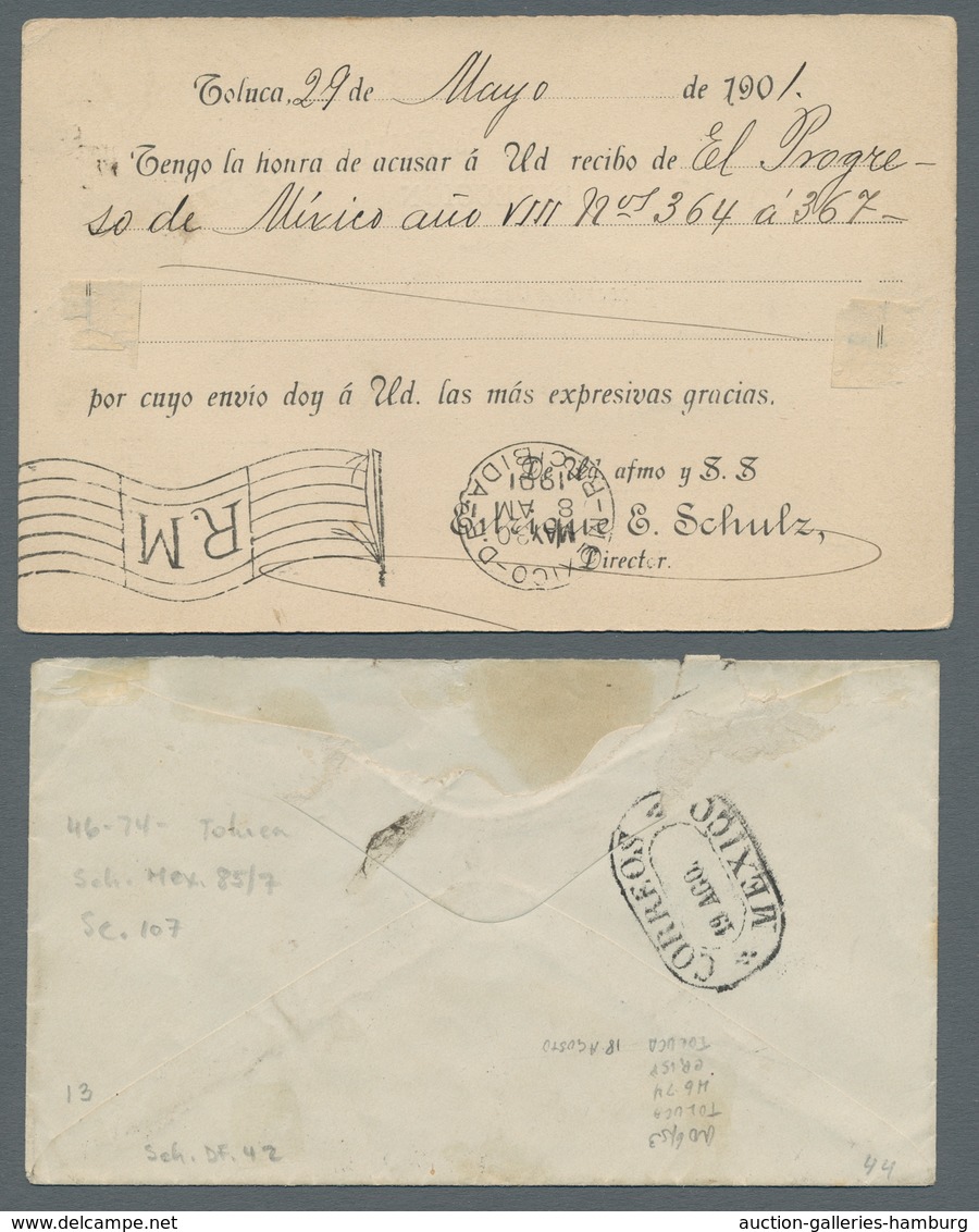 Mexiko: 1861-1901, Kleine Partie Von 6 Belegen Und 2 Größeren Briefstücken, Darunter U.a. Diverse We - México