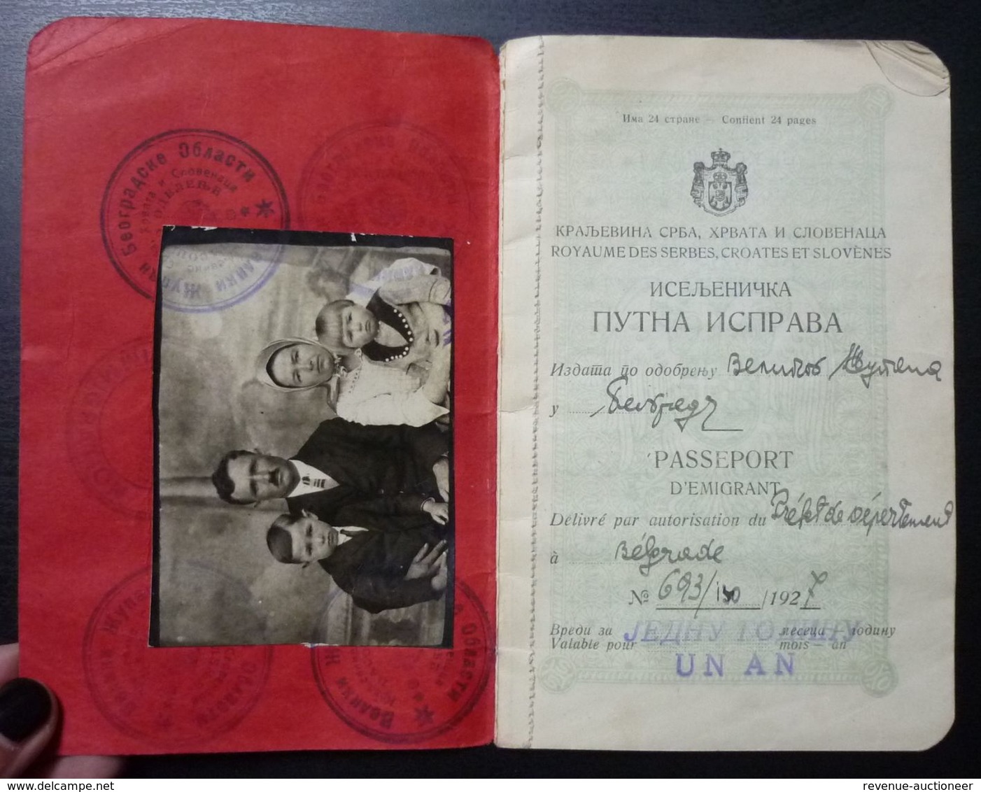 Yugoslavia C1927 Slovenia Croatia Vintage Expired Passport Revenue Stamps Canada Germany Serbia BP8 - Documents Historiques