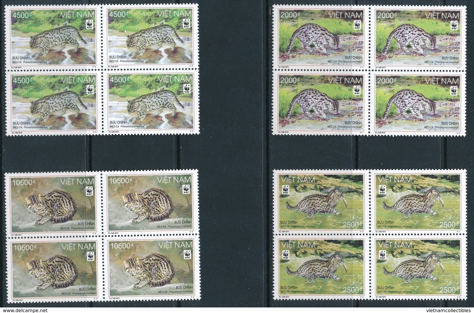 Blocks 4 Of WWF W.W.F. Vietnam Viet Nam MNH Perf Stamps 2010 : Fishing Cat (Ms996) - Vietnam