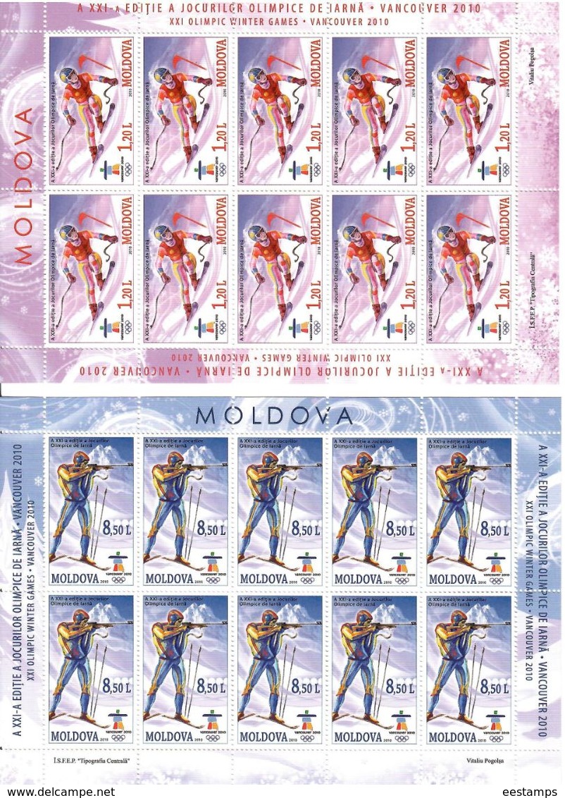 Moldova 2010 . WOG Vancouver 2010. 2 Sheetlets, Each Of 10. Michel # 689-690 KB - Moldavie