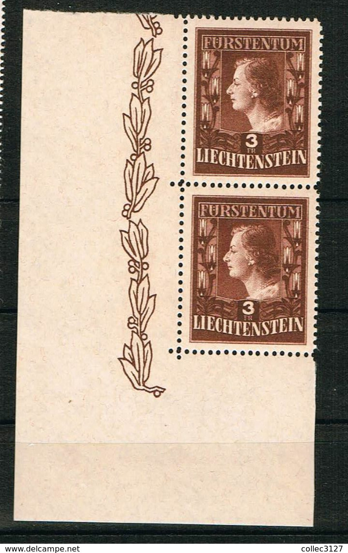 D3 -  Liechtenstein - Yvert Et Tellier No 267 Dentele 12.5*12 - N** - Paire Coin De Feuille TTB - Neufs