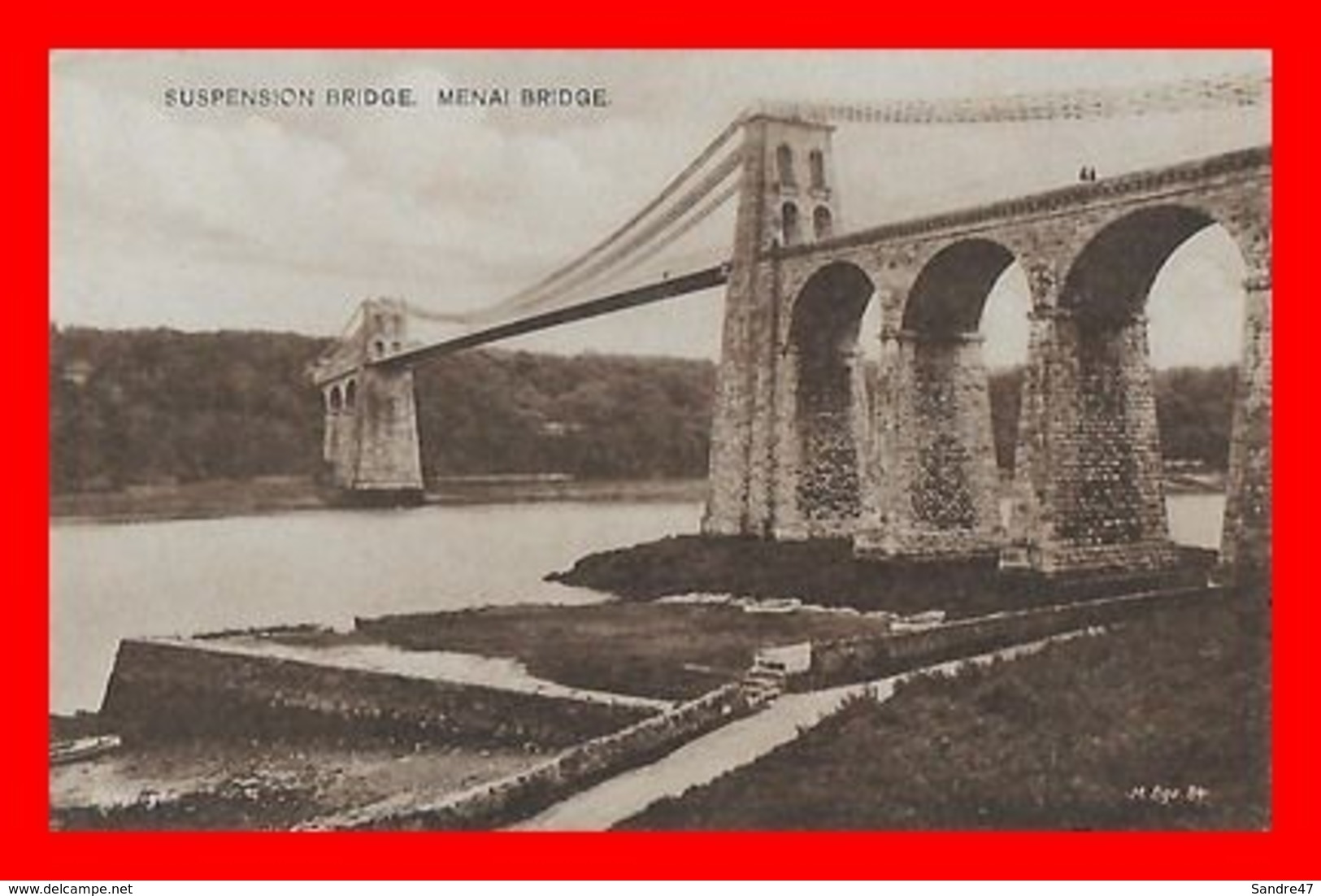 CPA MENAI BRIDGE (Pays De Galles)  Suspension Bridge. Pont Britannia....L384 - Anglesey