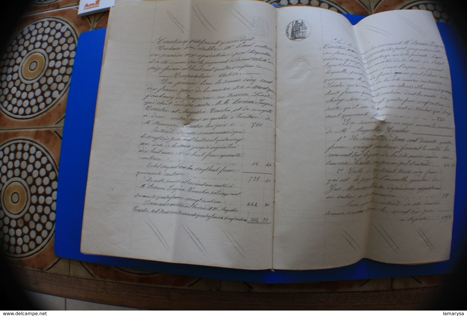 1882 MARTIGUES FAUBOURG DE JONQUIÈRE(SINETIR)AUGUSTIN COURTIN ETAT LIQUIDATIF PARTAGE SUCCESSION MANUSCRIT PAUL NOTAIRE