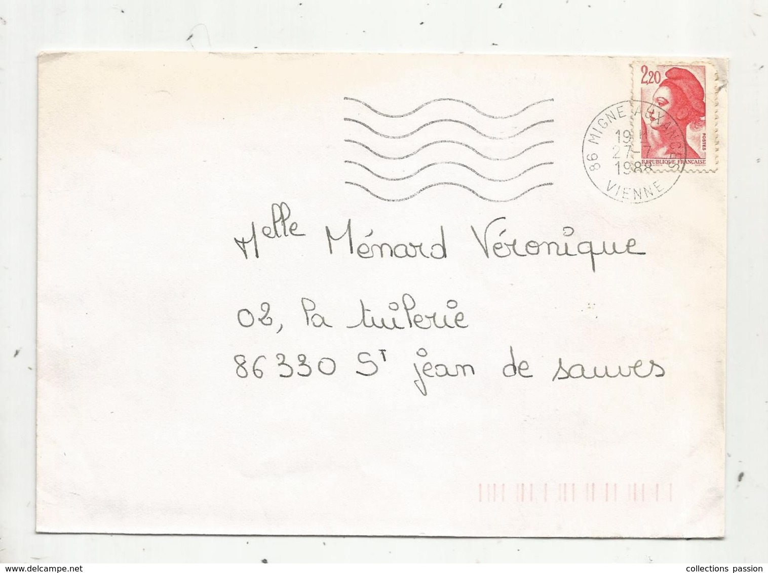 Lettre , 86 - MIGNE AUXANCES ,VIENNE ,1988 , 2 Scans - 1961-....