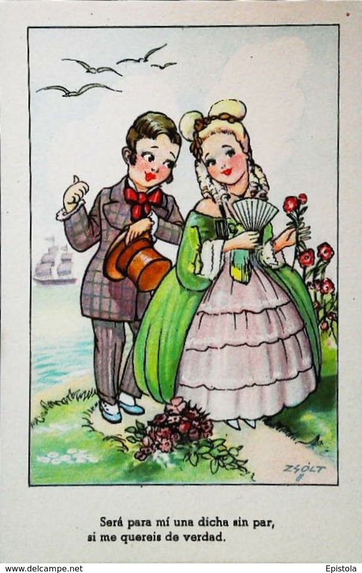 CPA Illustration  Zsolt Couple 1918  Eventail - Zsolt