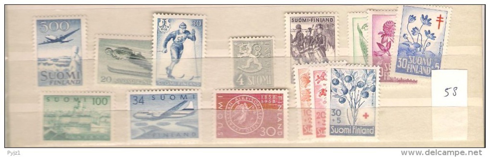 1958 MNH Finland, Finnland, Year Complete According To Michel, Postfris - Ganze Jahrgänge