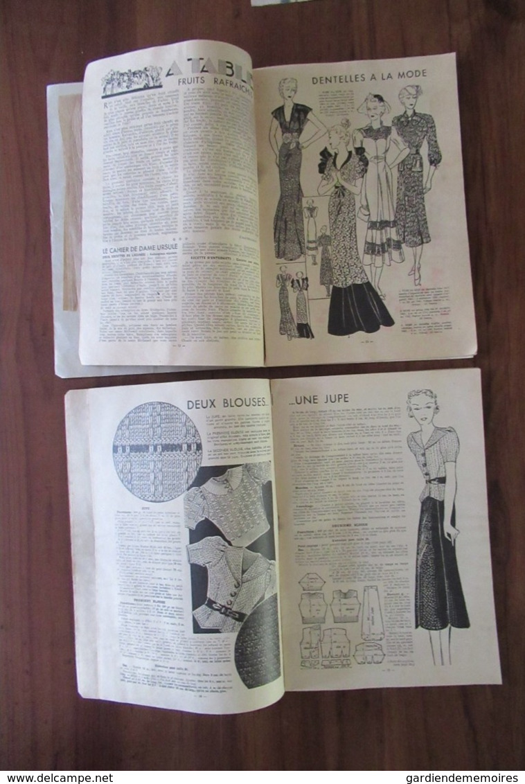 1937 Art Déco, 2 Revues Nouveauté, Tricots Et Modes - Haute Couture, Patrons, Poupée, Boléro, Tailleur, Sac,Toque, Pub - Mode