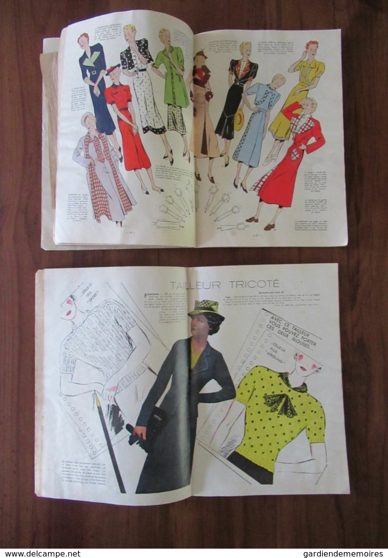 1937 Art Déco, 2 Revues Nouveauté, Tricots et Modes - Haute Couture, Patrons, Poupée, Boléro, Tailleur, Sac,Toque, Pub