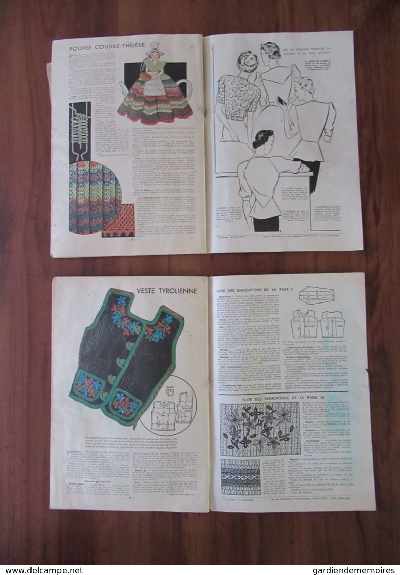 1937 Art Déco, 2 Revues Nouveauté, Tricots et Modes - Haute Couture, Patrons, Poupée, Boléro, Tailleur, Sac,Toque, Pub