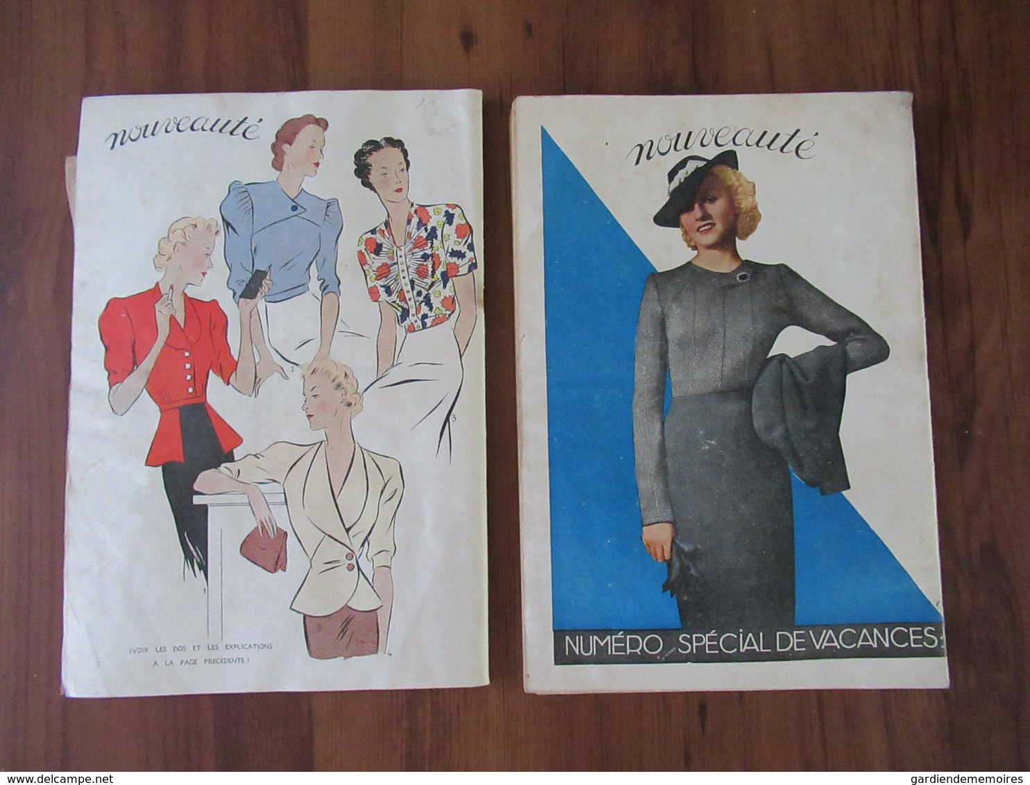 1937 Art Déco, 2 Revues Nouveauté, Tricots et Modes - Haute Couture, Patrons, Poupée, Boléro, Tailleur, Sac,Toque, Pub