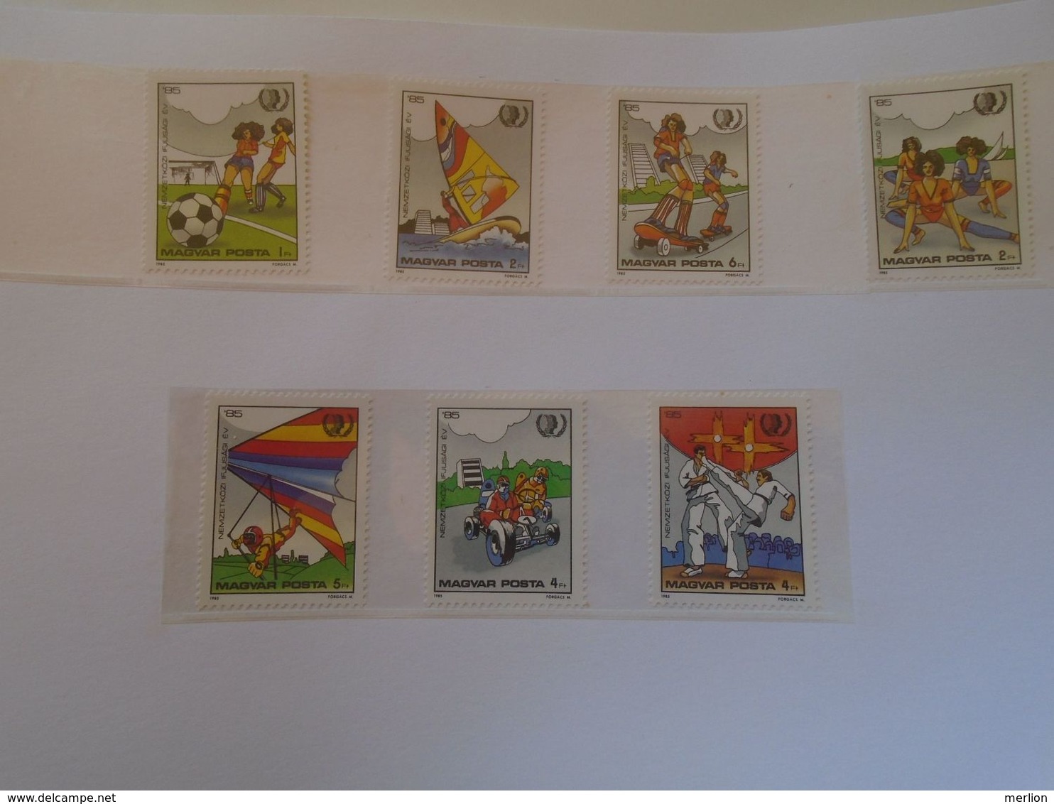 ZA138.43  Hungary 1985 Mi 3751-3757 MNH  International Youth Year - Aerobic, Skating Judo Gokart Dragon Deltaplane - Skateboard