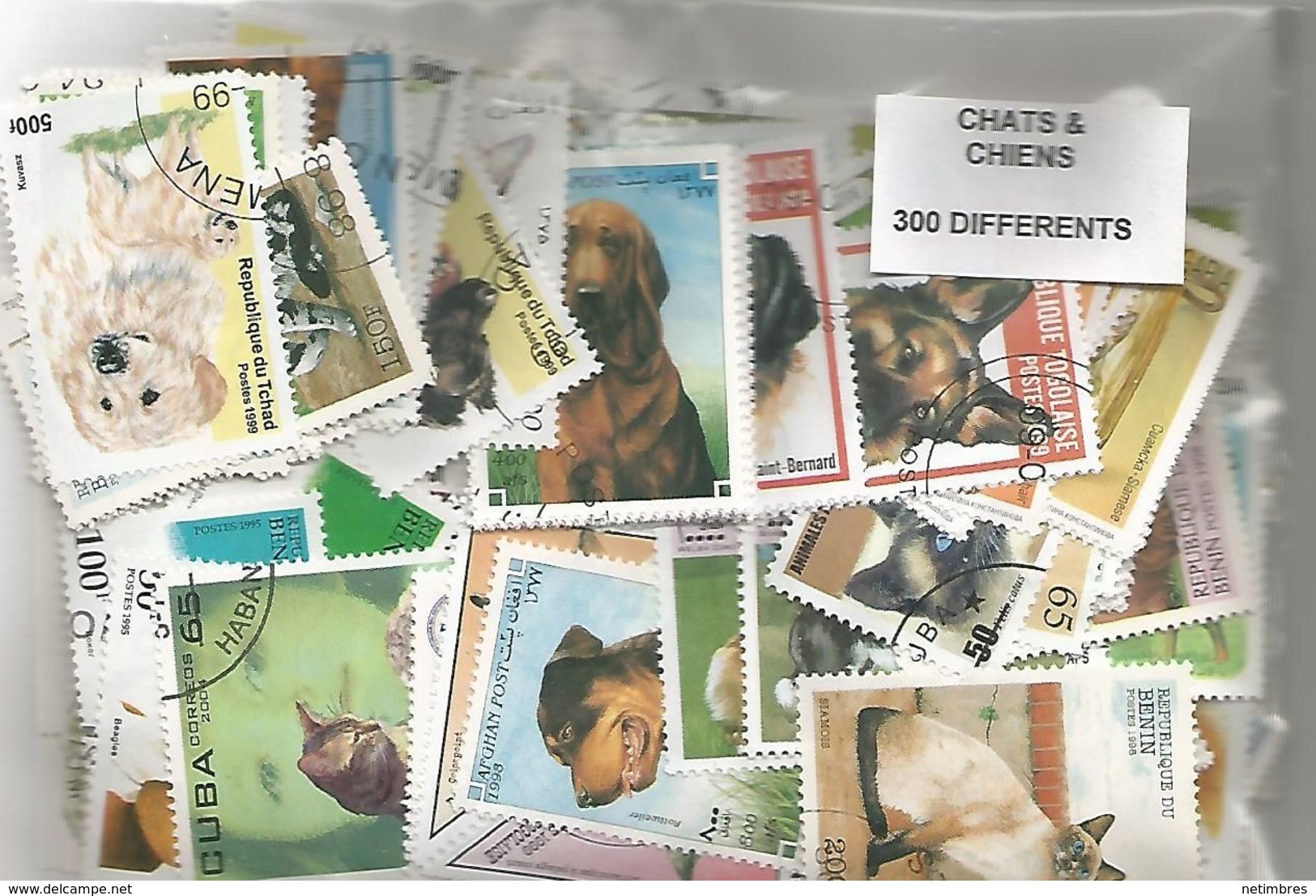 Lot 300 Timbres Thematique " Chiens Et Chats " - Other & Unclassified