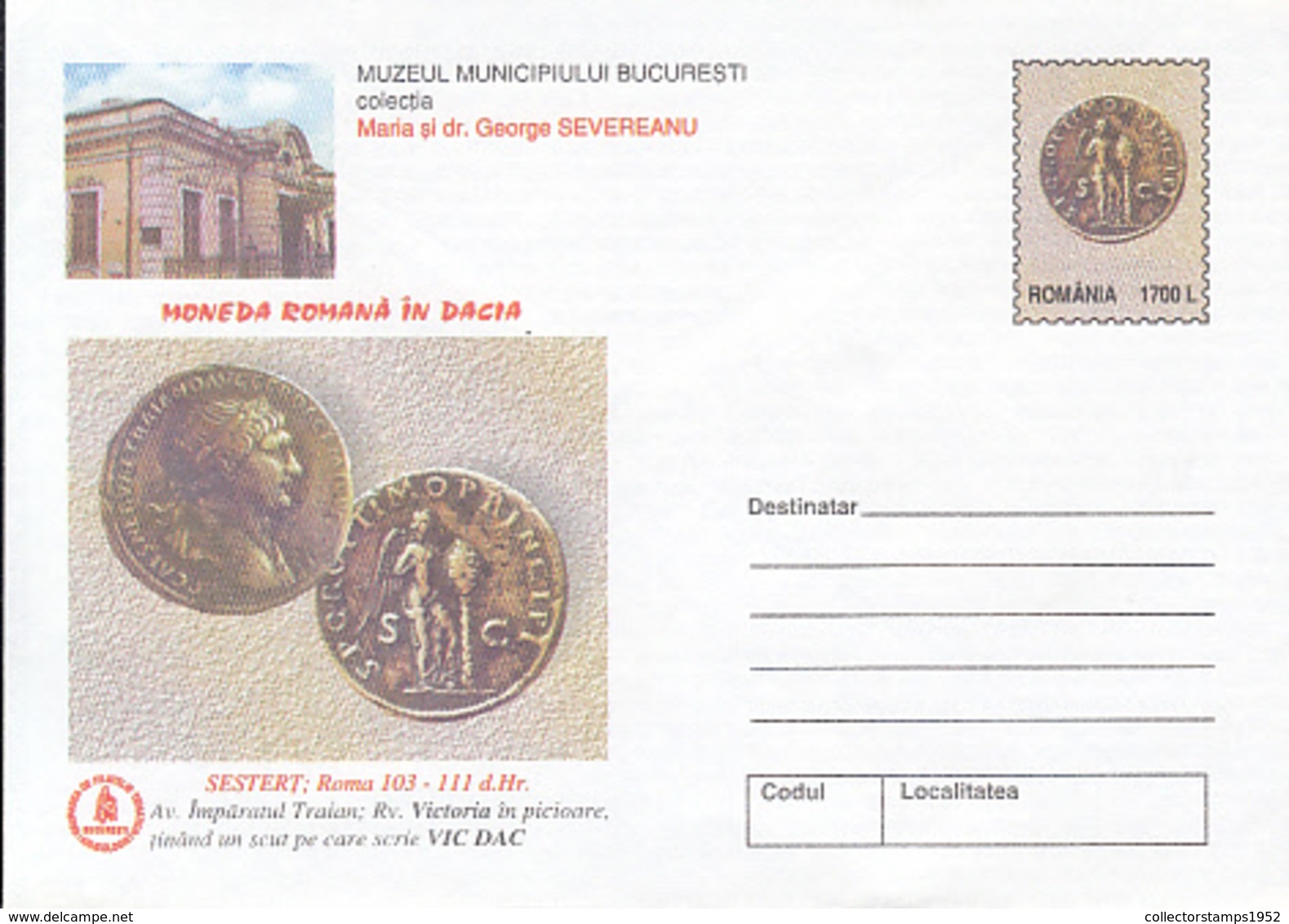 89367- ROMAN COIN IN DACIA, ANCIENT RELICS, ARCHAEOLOGY, COVER STATIONERY, 2000, ROMANIA - Archéologie