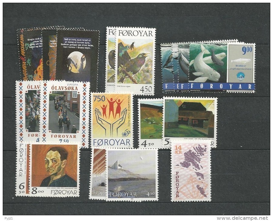 1998 MNH Faroe Islands, Year Complete According To Michel, Postfris - Islas Faeroes