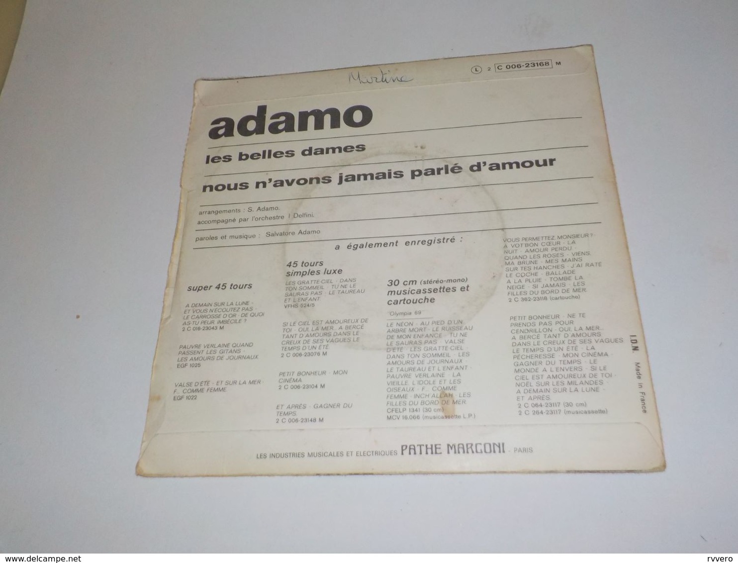 45 TOURS ADAMO LES BELLES DAMES 1970 - Altri - Francese