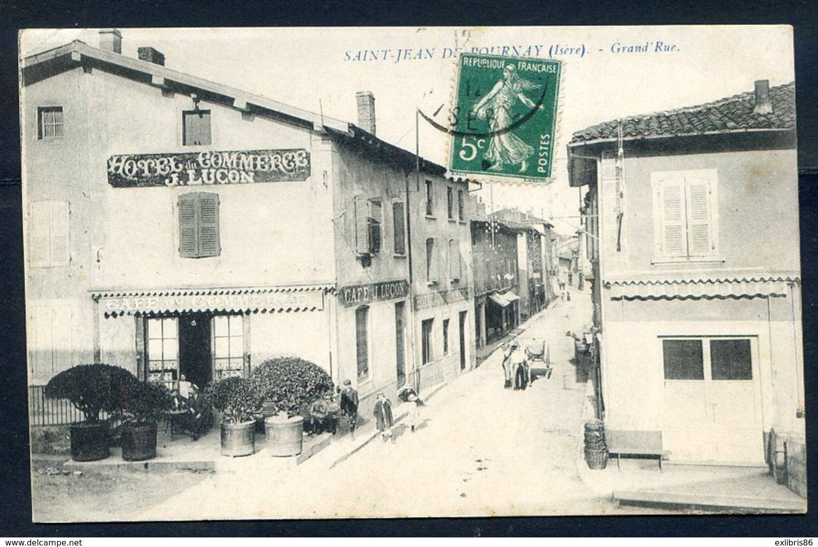 CP ANCIENNE REF050820 ..  SAINT JEAN DE BOURNAY, Grand'Rue , Hotel Du Commerce J.LUCON - Andere & Zonder Classificatie