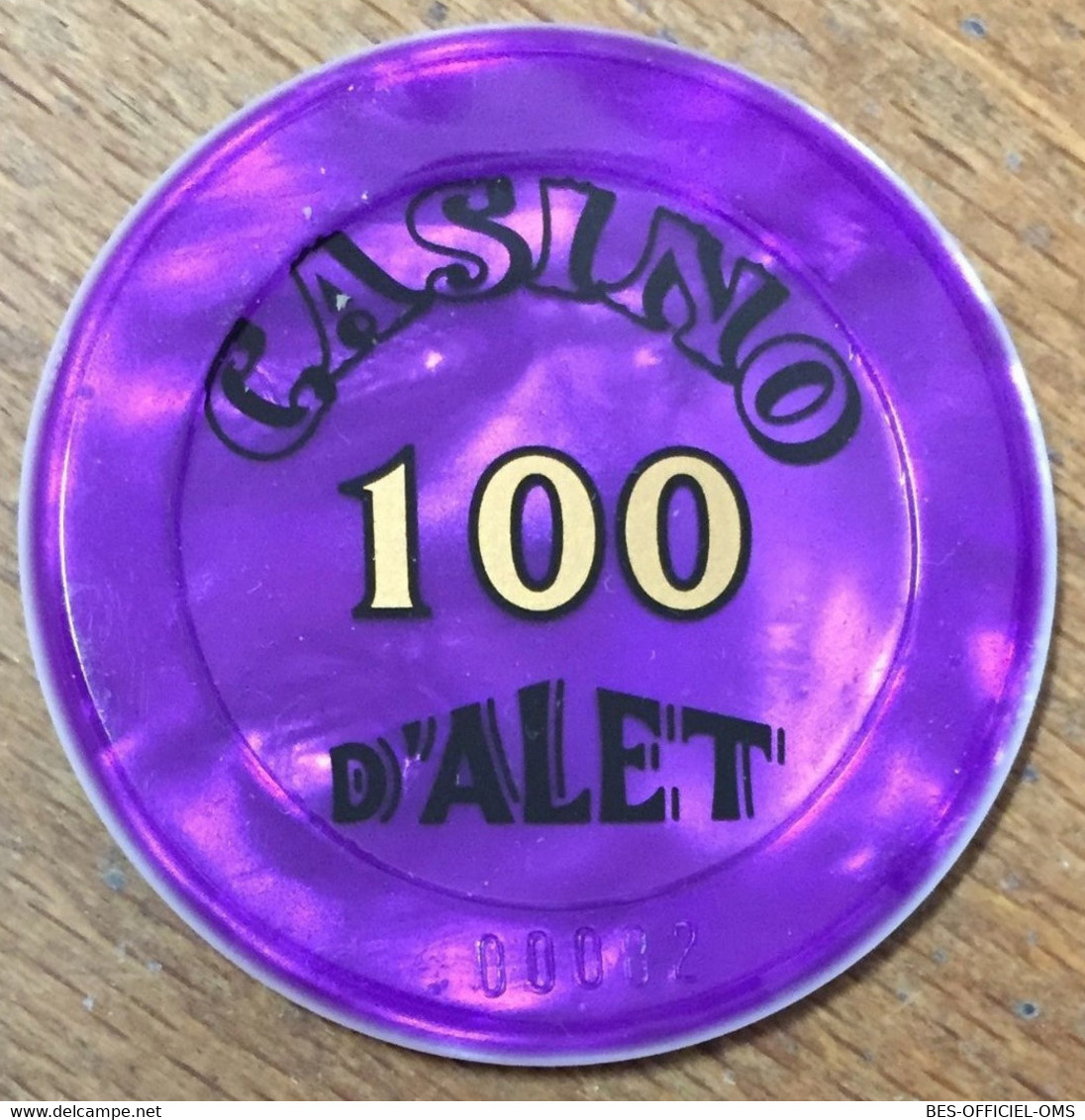 11 ALET-LES-BAINS CASINO D'ALET JETON DE 100 FRANCS N°00073 CHIP TOKENS COINS - Casino