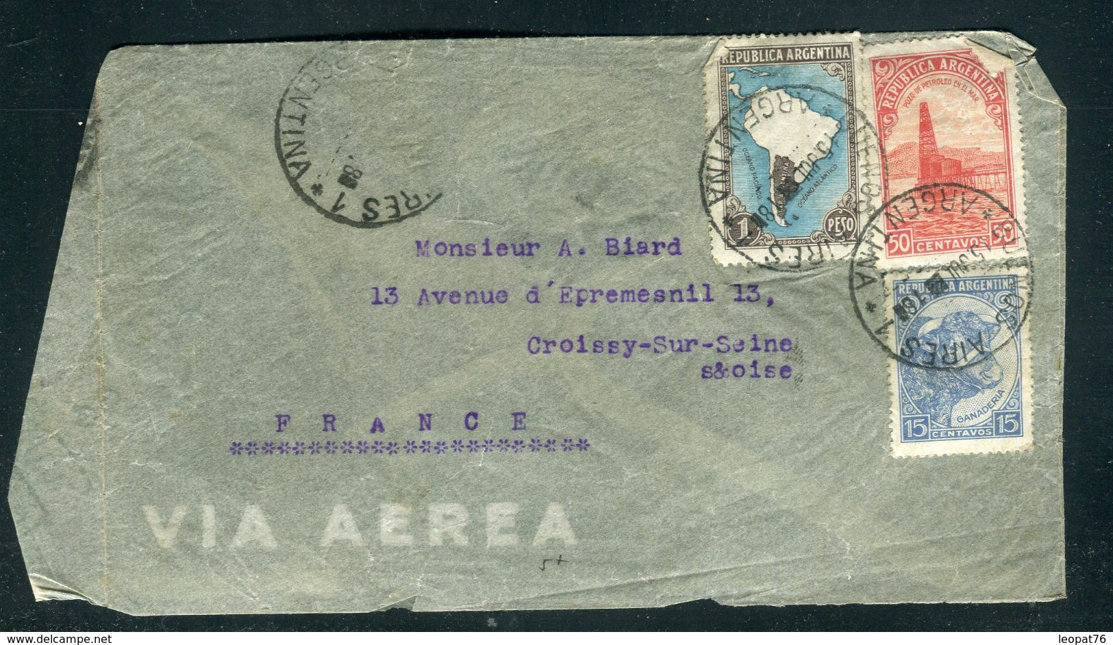 Enveloppe D'Argentine Réparée à St Lazare (  Bande PTT Et Annotation ) En 1939  - Prix Fixe !!!!! - Réf A 12 - Unfallpost