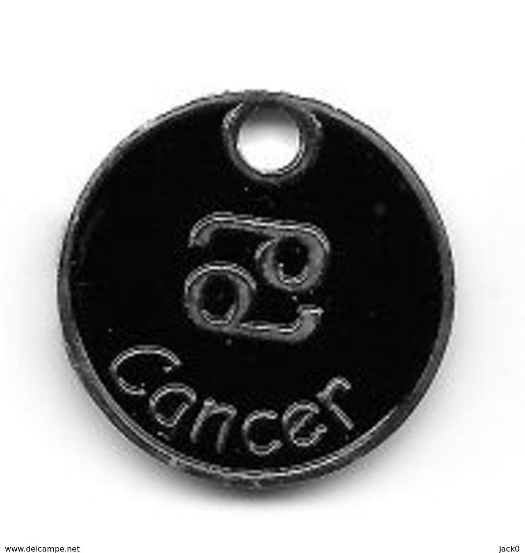 Jeton  De  Caddie  Fond  Noir  Signe  Astrologique  CANCER - Trolley Token/Shopping Trolley Chip