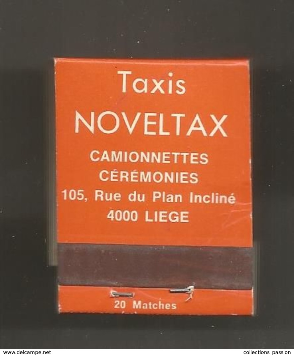 Boite D'allumettes , Pochette, Taxis NOVELTAX ,Belgique , LIEGE , 2 Scans - Cajas De Cerillas (fósforos)