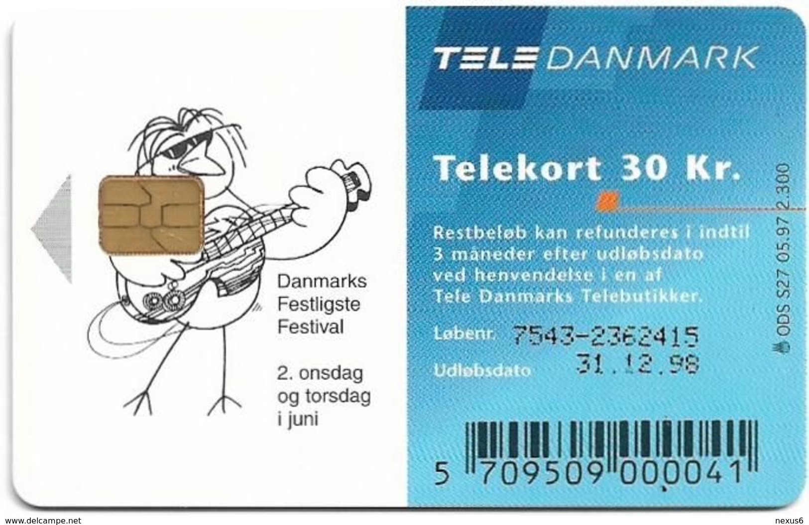 Denmark - Tele Danmark (chip) - Soelund Festival 1997 - TDS027 - 05.1997, 30kr, 2.300ex, Used - Danimarca