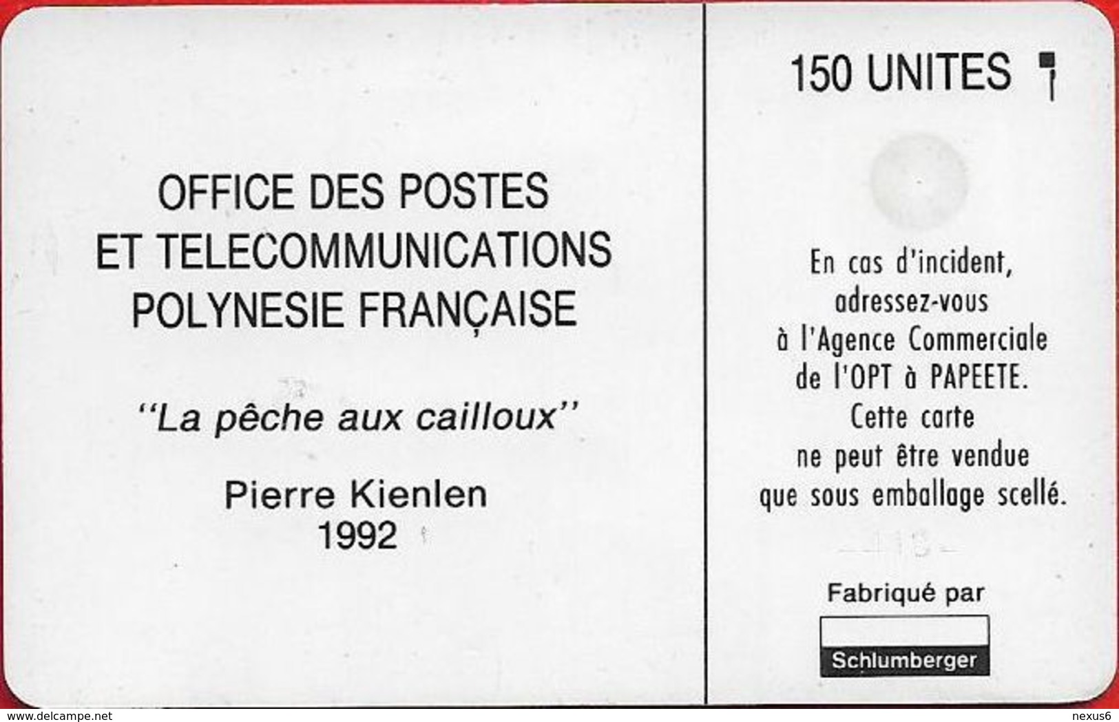 French Polynesia - OPT - La Pêche Aux Cailloux - SC4, Cn. 44184, Matt, 1993, 150Units, Used - Polynésie Française