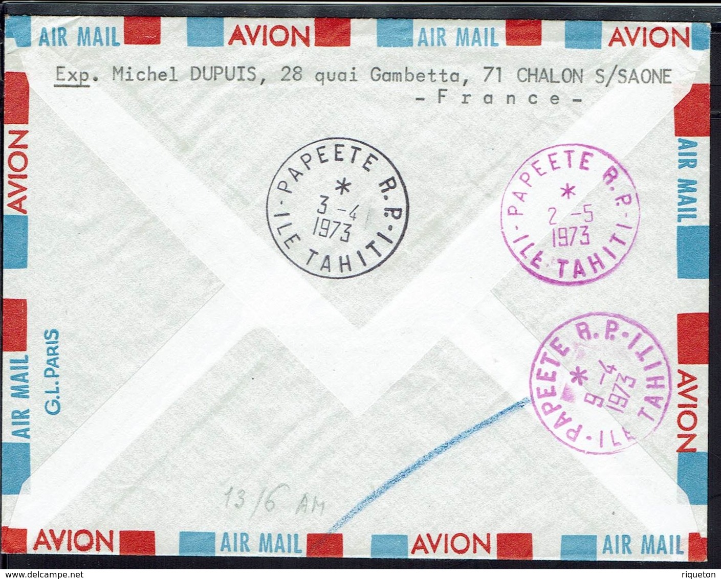 Polynésie Française - Enveloppe Premier Vol Par Air France Tokio-Tahiti 3-IV-1973 - TB - - Lettres & Documents