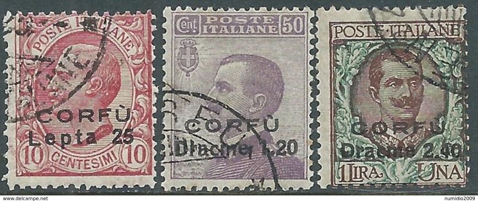 1923 CORFU USATO 3 VALORI - RA20-7 - Corfù