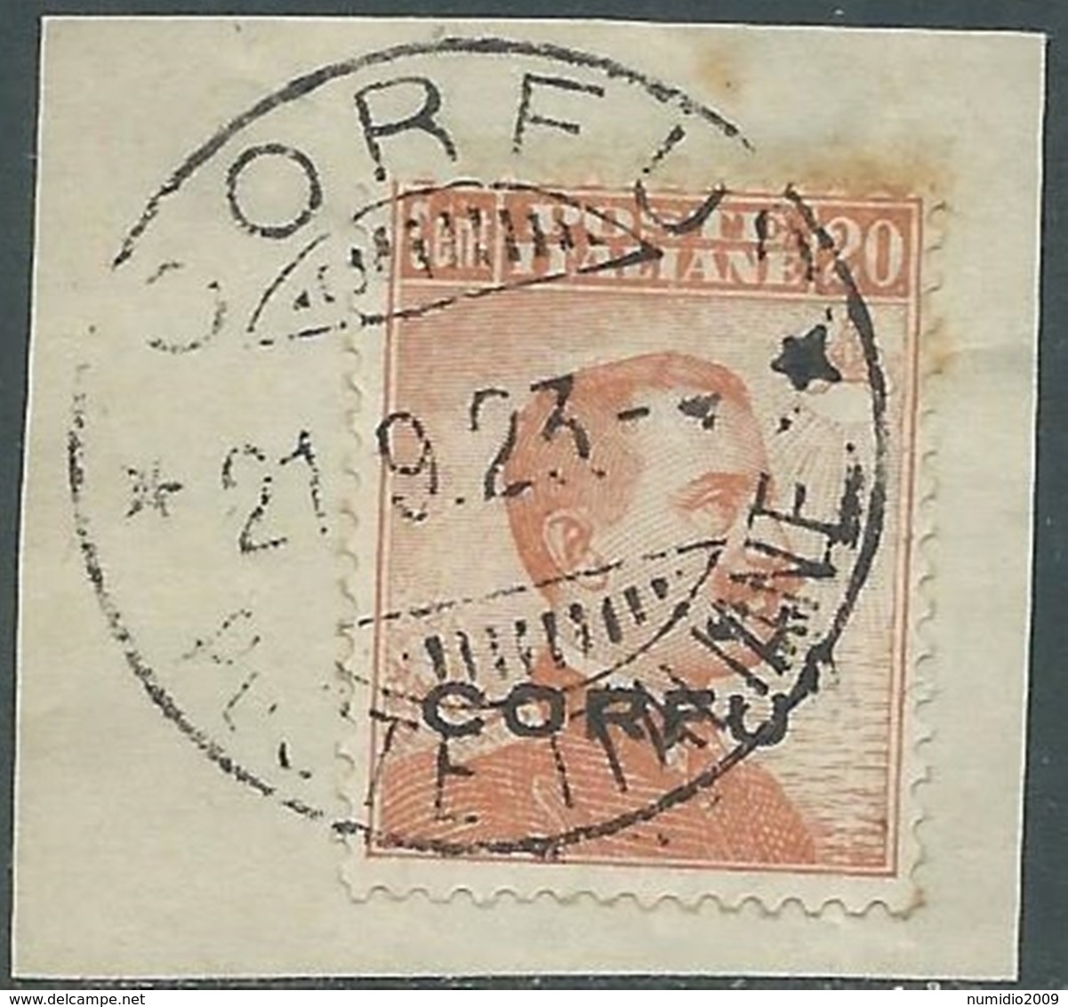 1923 CORFU USATO EFFIGIE 20 CENT - RA28-9 - Korfu