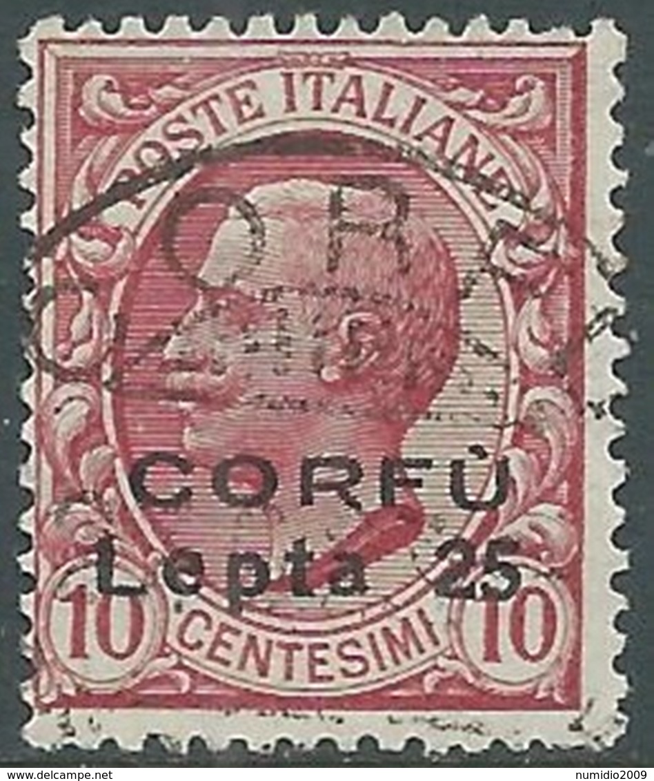 1923 CORFU USATO EFFIGIE 25 L SU 10 CENT - RA28-2 - Corfu
