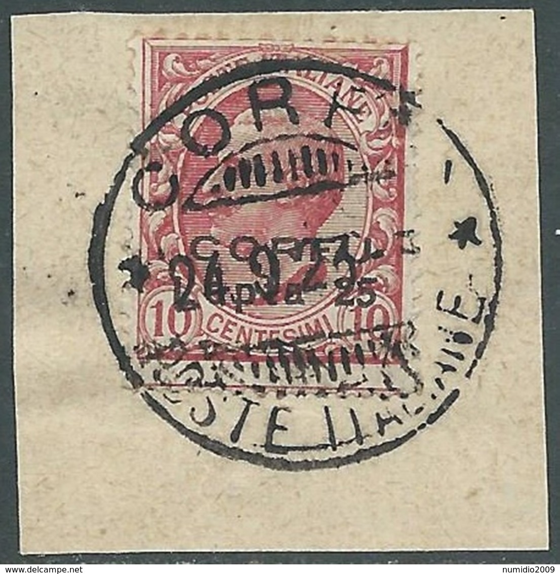 1923 CORFU USATO EFFIGIE 25 L SU 10 CENT - RA28-9 - Corfù