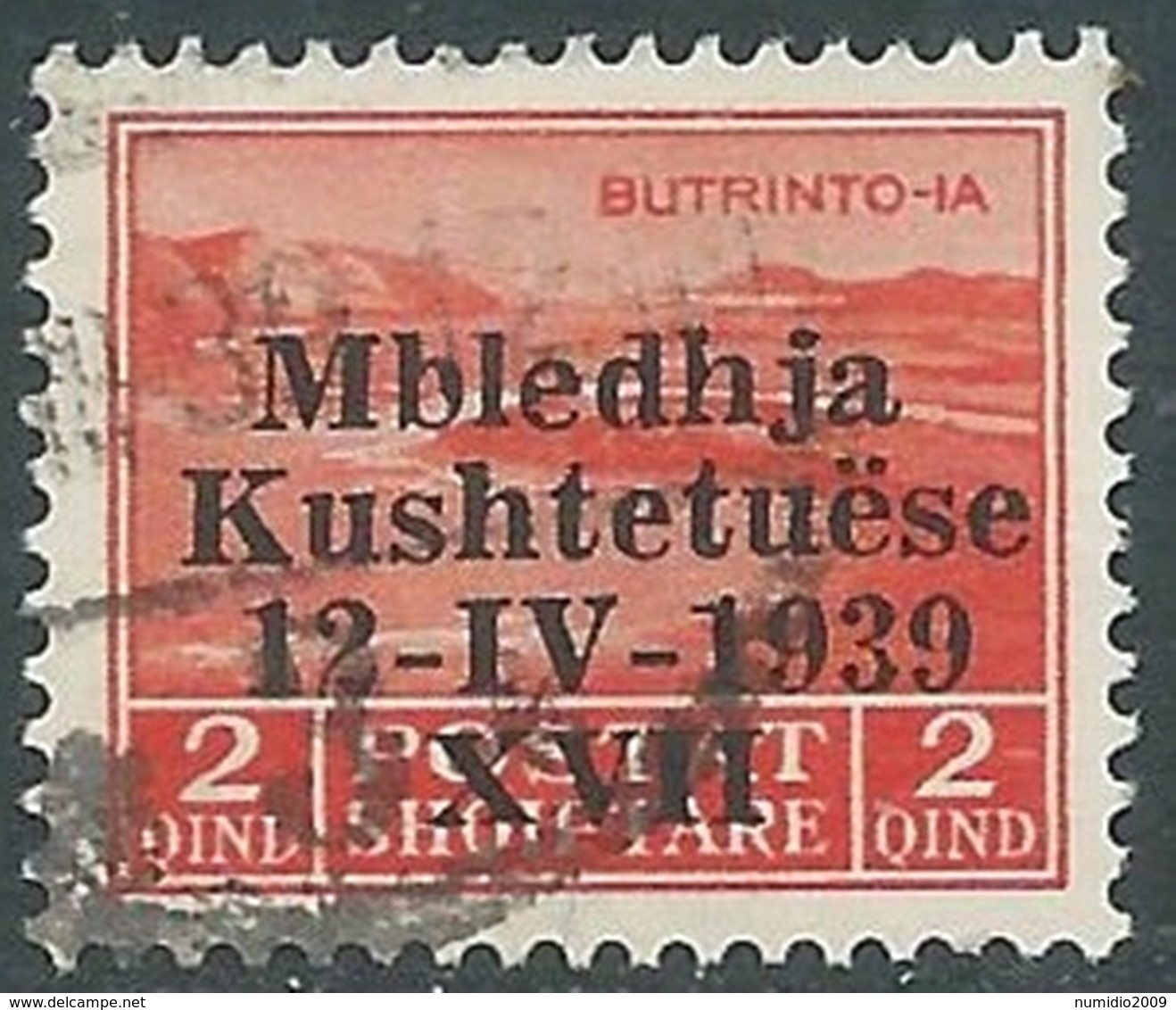 1939 ALBANIA USATO ASSEMBLEA COSTITUENTE 2 Q - RA14-4 - Albanië