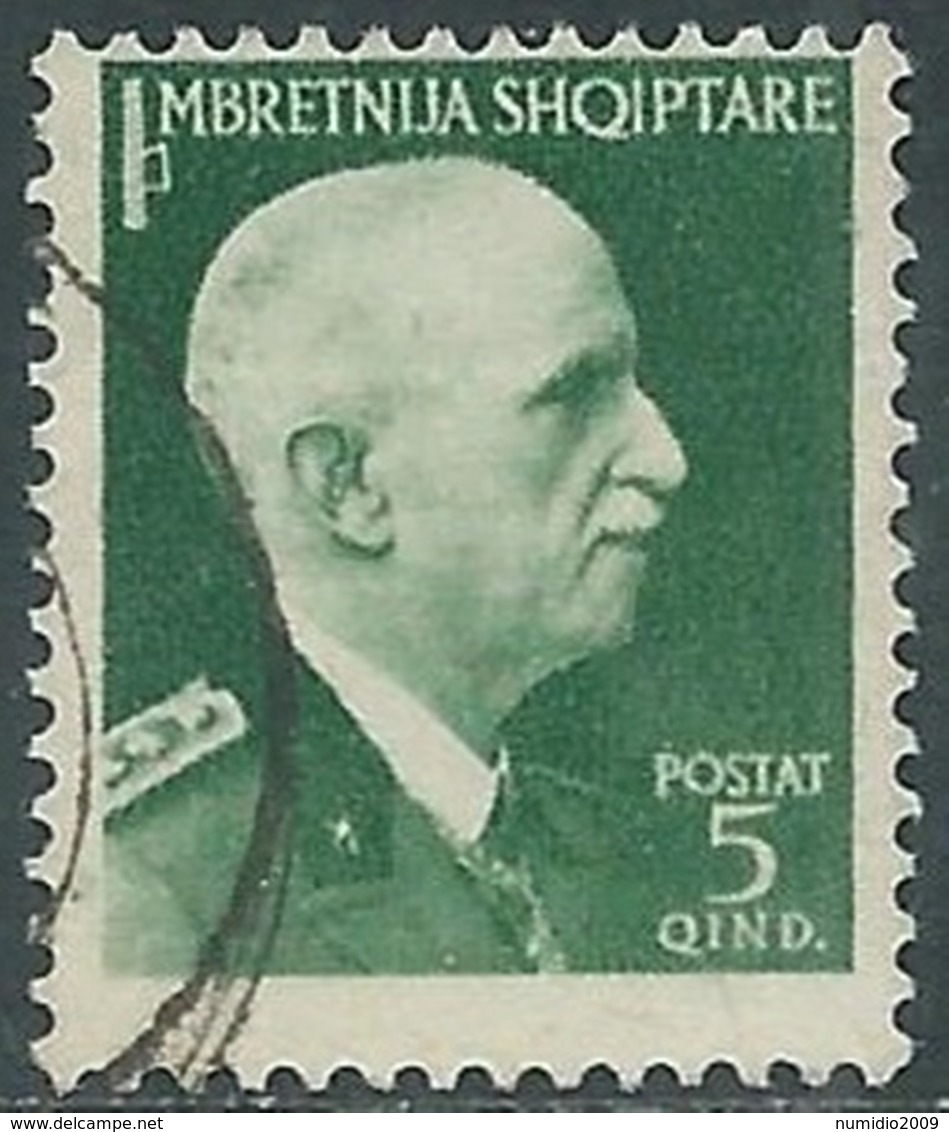 1939-40 ALBANIA USATO SERIE ORDINARIA 5 Q - RA16 - Albanie