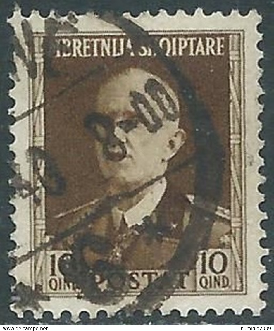 1939-40 ALBANIA USATO SERIE ORDINARIA 10 Q - RA16 - Albanië