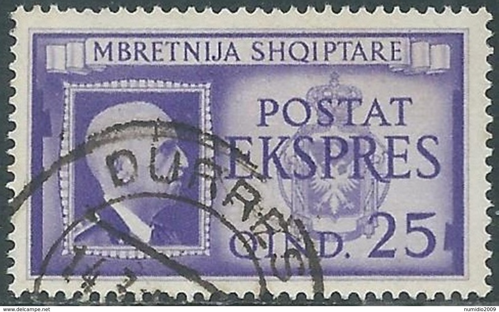 1940 ALBANIA ESPRESSO USATO 25 Q - RA18-6 - Albanië