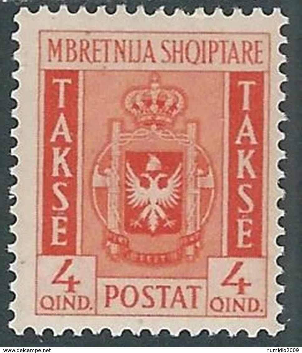 1940 ALBANIA SEGNATASSE STEMMA ALBANESE 4 Q MH * - RA26-3 - Albania