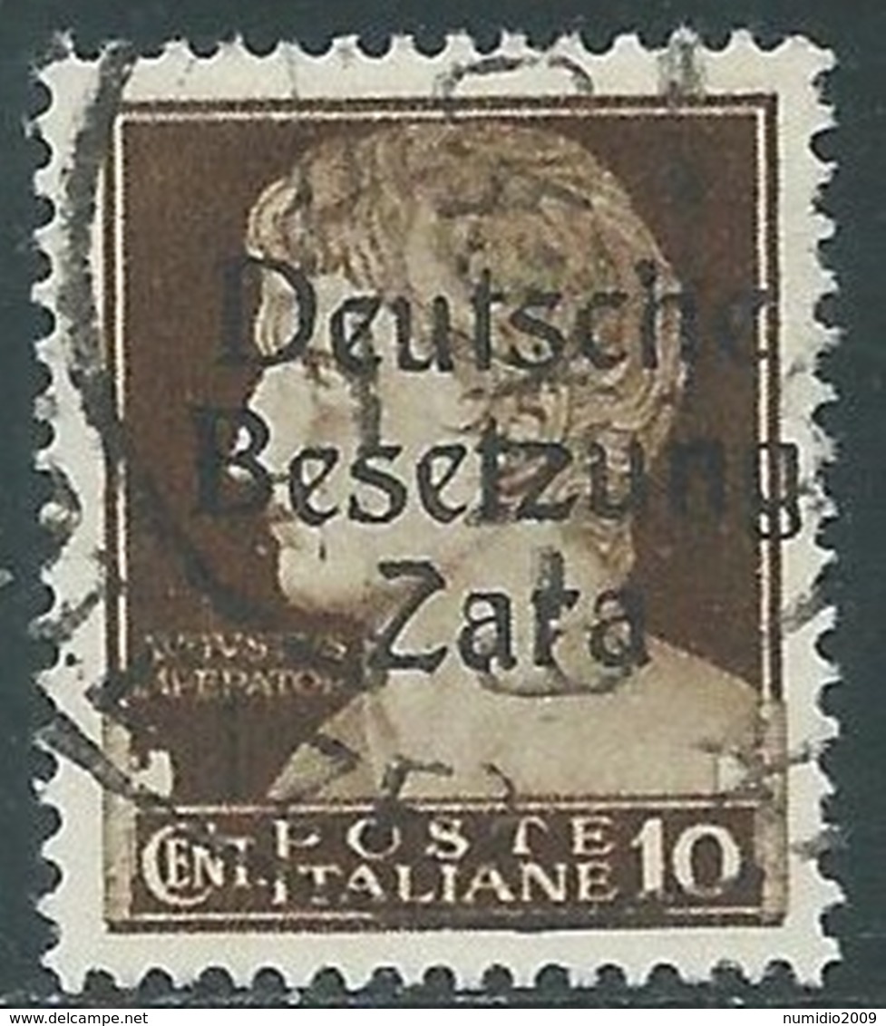 1943 OCCUPAZIONE TEDESCA ZARA USATO EFFIGIE 10 CENT - RA5 - Deutsche Bes.: Zante