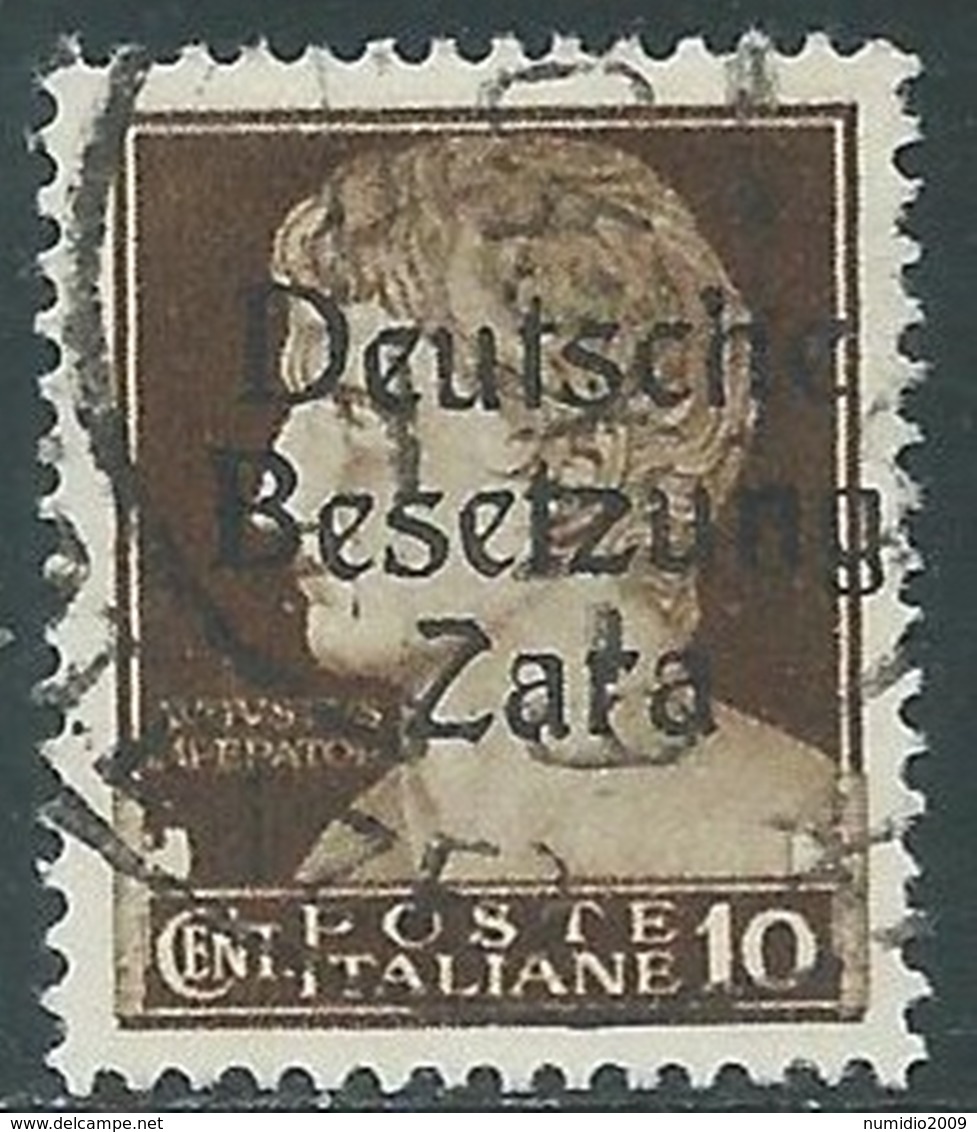 1943 OCCUPAZIONE TEDESCA ZARA USATO EFFIGIE 10 CENT - RA5 - German Occ.: Zante