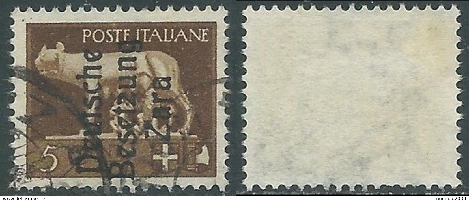 1943 OCCUPAZIONE TEDESCA ZARA USATO LUPA 5 CENT - E175 - Ocu. Alemana: Zante