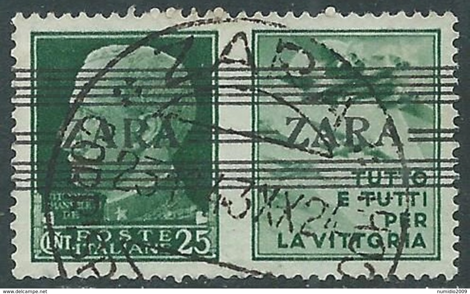 1943 OCCUPAZIONE TEDESCA ZARA USATO SOPRASTAMPATO ZARA 25 CENT - RA18 - German Occ.: Zante